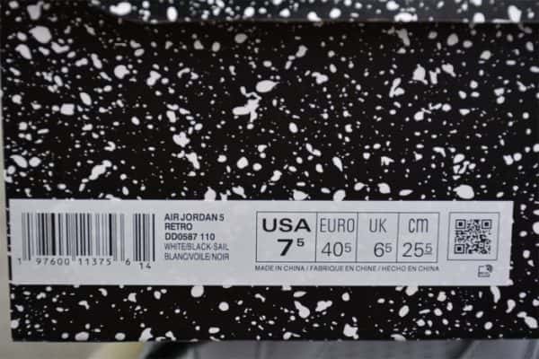 Air Jordan 5 Retro ''White Black'' DD0587-110