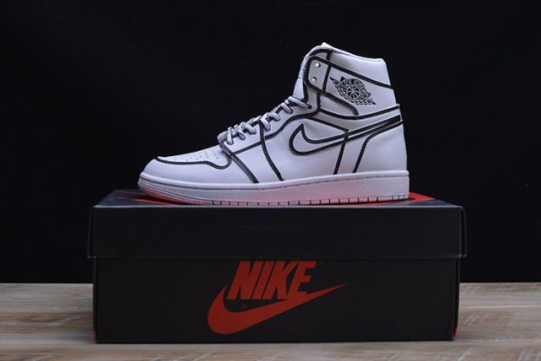 Nike Air Jordan 1 Retro ¡°Comic 3d Pencil¡± White Hand-Painted Mens Aa4724-110