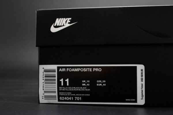 Air Foamposite Pro ¡°Metallic Gold¡± Black Mens 624041-701