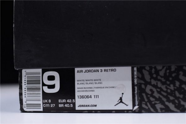 Air Jordan 3 Retro Triple White 136064-111