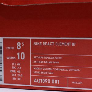 Nike React Element 87 Black White Aq1090-001