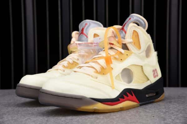 Ofw Air Jordan 5 Sail Fire Red Dh8565-100