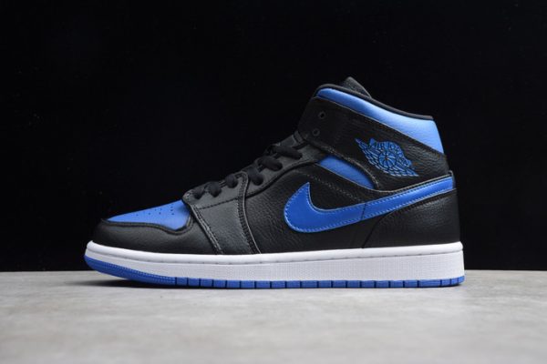 Air Jordan 1 Mid Black Hyper Royal 554724-068