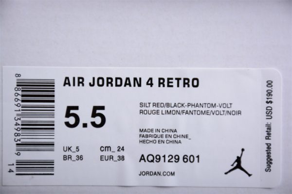 Air Jordan 4 Retro Silt Red Black Aq9129-601