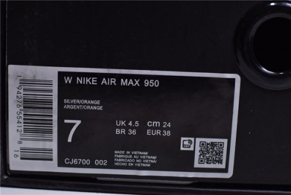 Nike Air Max Zoom 950 Black Grey Orange Cj6700-100