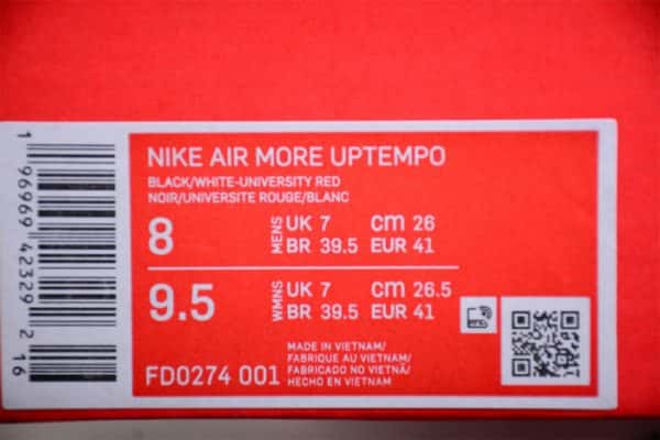 Nike Air More Uptempo 96 Red Toe Fd0274-001