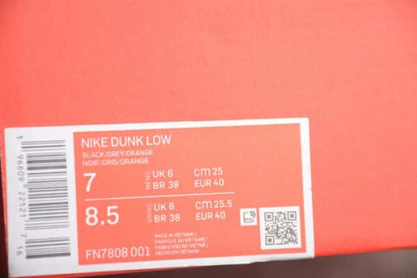 Nike Dunk Low Black Grey Orange Fn7808-001