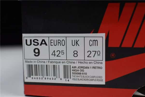 Air Jordan 1 Retro High Og Bred Toe 555088-610
