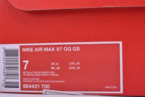 Nike Air Max 97 Og Qs "2017 Release" Metallic Gold 884421-700
