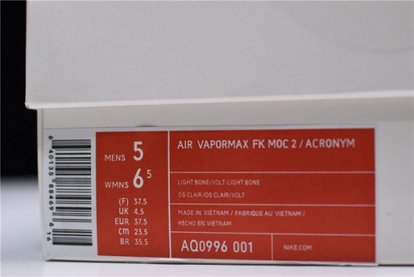 Nike Mens Air Vapormax Flyknit Moc 2 Acronym White Aq0996-001
