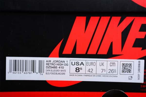 Air Jordan 1 High Og "True Blue" Dz5485-410