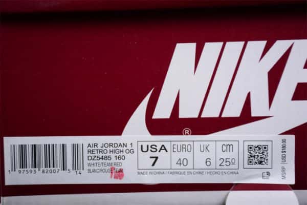 Air Jordan 1 High Og Team Red Dz5485-160