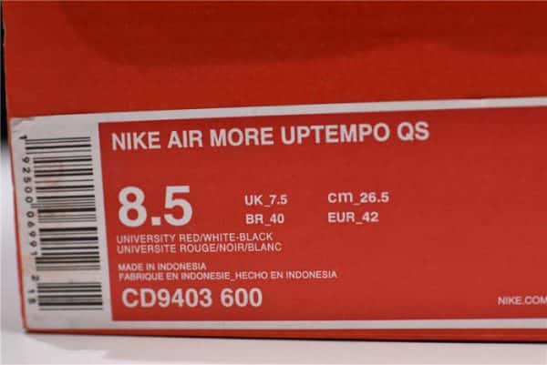 Nike Air More Uptempo University Red Black White Cd9403-600