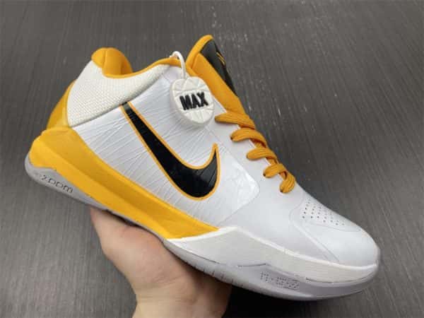 Nike Zoom Kobe 5 White Black Yellow 386430-104