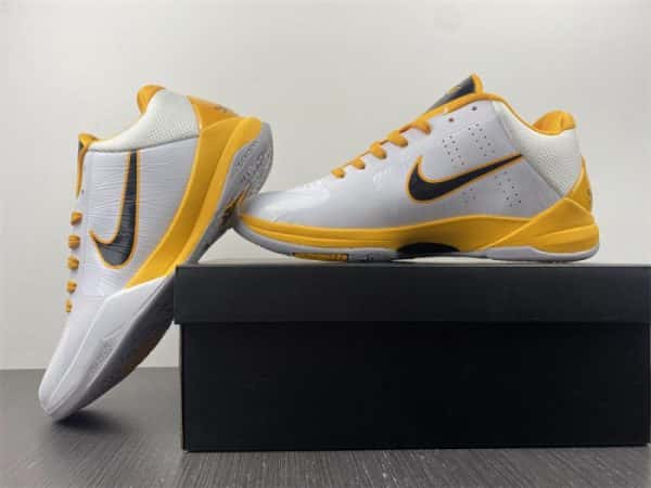 Nike Zoom Kobe 5 White Black Yellow 386430-104