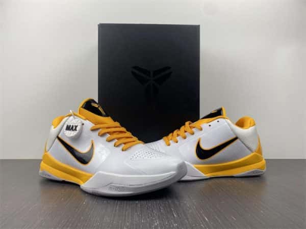 Nike Zoom Kobe 5 White Black Yellow 386430-104