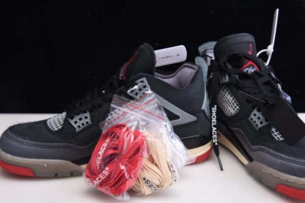 Ofw X Air Jordan 4 ¡°Bred¡± Black/Red Cv9388-001