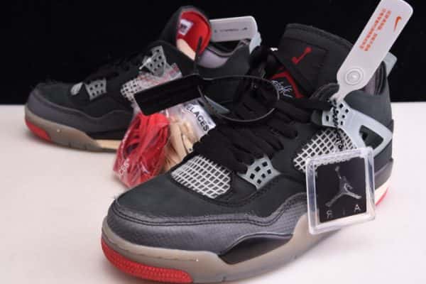 Ofw X Air Jordan 4 ¡°Bred¡± Black/Red Cv9388-001