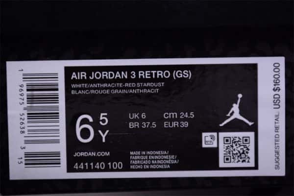 Air Jordan 3 Gs "Red Stardust" 441140-100