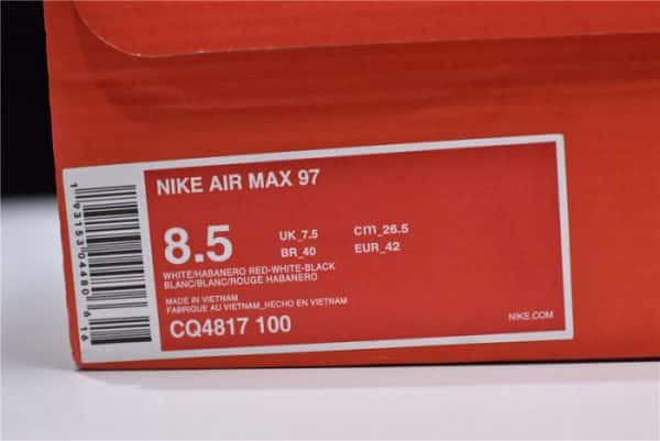 Nike Air Max 97 White Red Black Cq4817-100