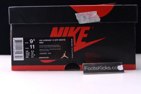 Ofw Air Jordan 1 Retro Yellow White Aq0818-149