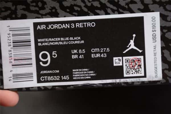 Air Jordan Retro 3 Racer Blue Ct8532-145