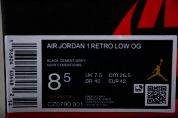 Air Jordan 1 Retro Low Og Black Cement Cz0790-001