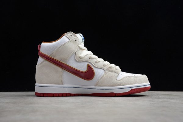 Nike Sb Dunk High Sail Bright Crimson Cv9499-100