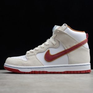 Nike Sb Dunk High Sail Bright Crimson Cv9499-100