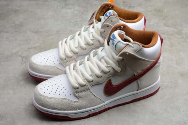 Nike Sb Dunk High Sail Bright Crimson Cv9499-100