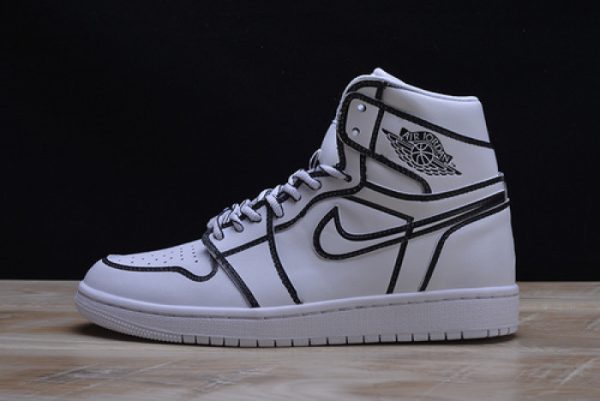 Nike Air Jordan 1 Retro ¡°Comic 3d Pencil¡± White Hand-Painted Mens Aa4724-110