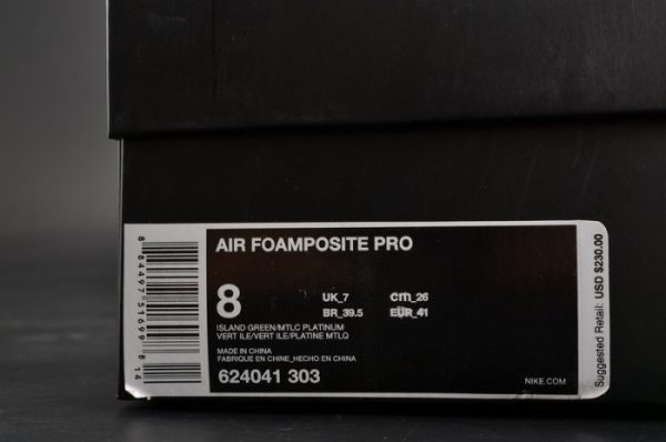 Nike Air Foamposite Pro ¡°Island Green¡± Metallic Platinum Mens 624041-303
