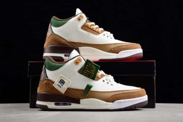 Air Jordan 3 Retro Se White Dark Brown Green Shoes 398614-500