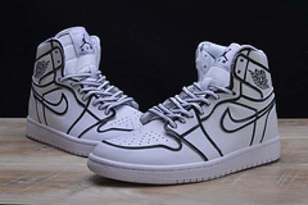 Nike Air Jordan 1 Retro ¡°Comic 3d Pencil¡± White Hand-Painted Mens Aa4724-110