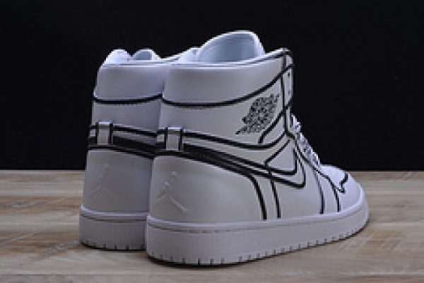 Nike Air Jordan 1 Retro ¡°Comic 3d Pencil¡± White Hand-Painted Mens Aa4724-110
