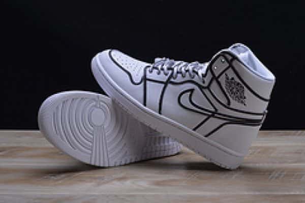 Nike Air Jordan 1 Retro ¡°Comic 3d Pencil¡± White Hand-Painted Mens Aa4724-110